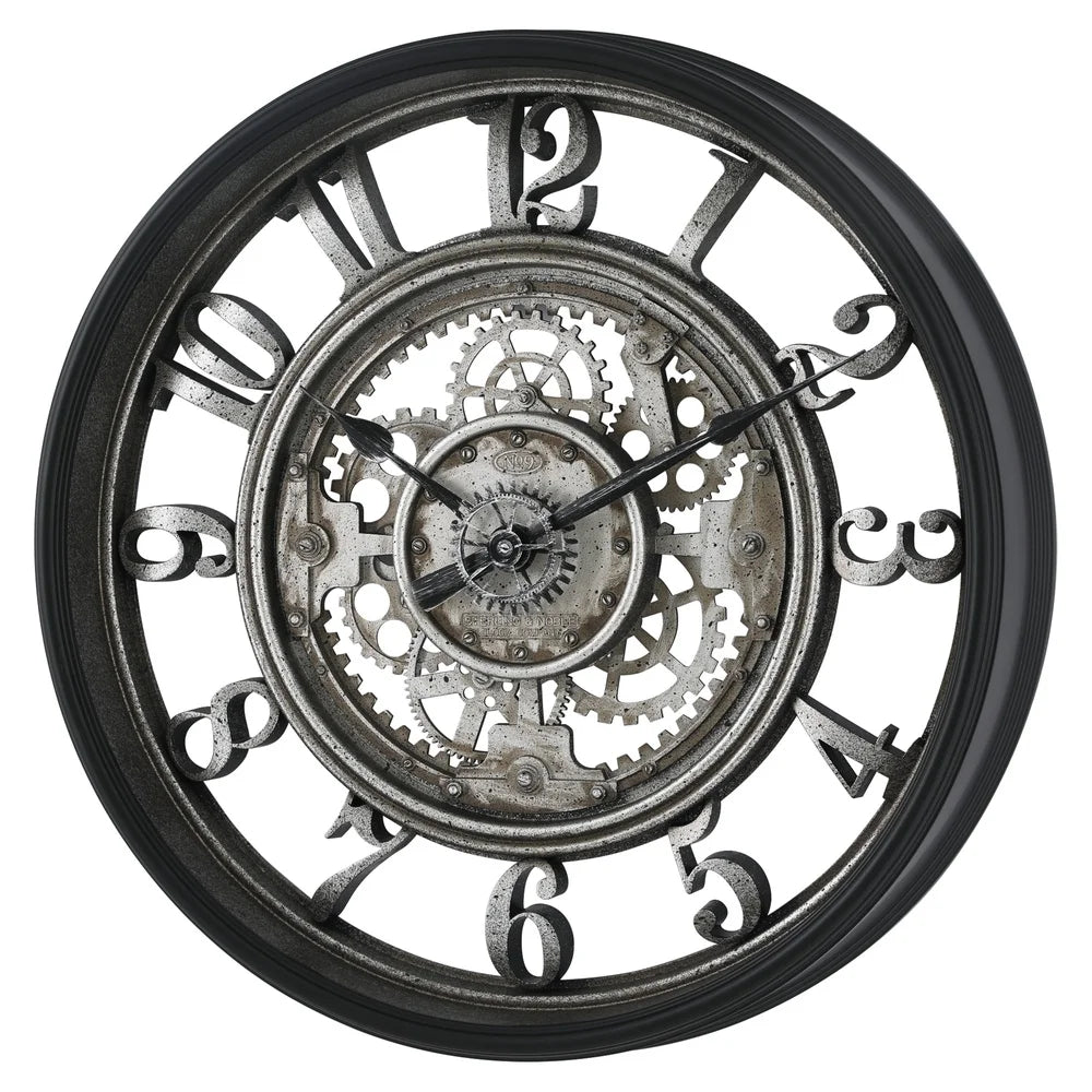 XMSJ Rustic Metal Arabic Analog Wall Clock With Gears