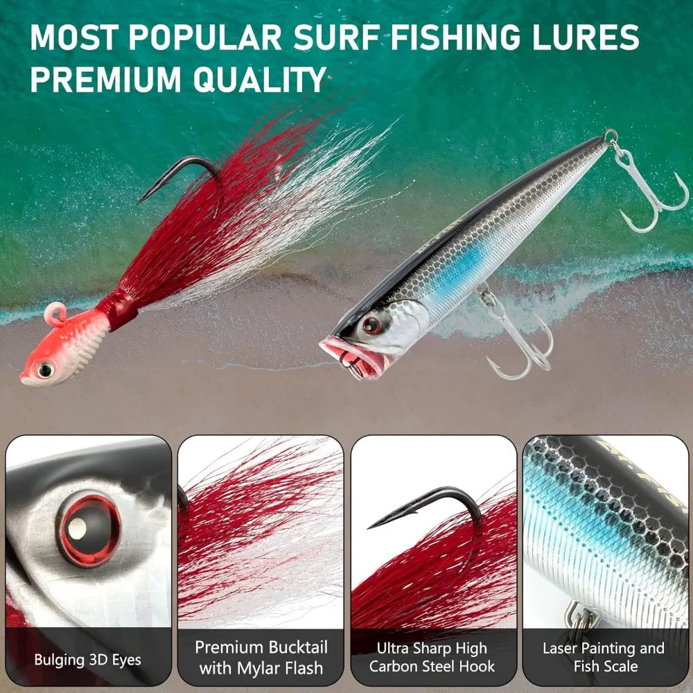 Surf Rod and Reel Combination for Saltwater Fishing Gear Set