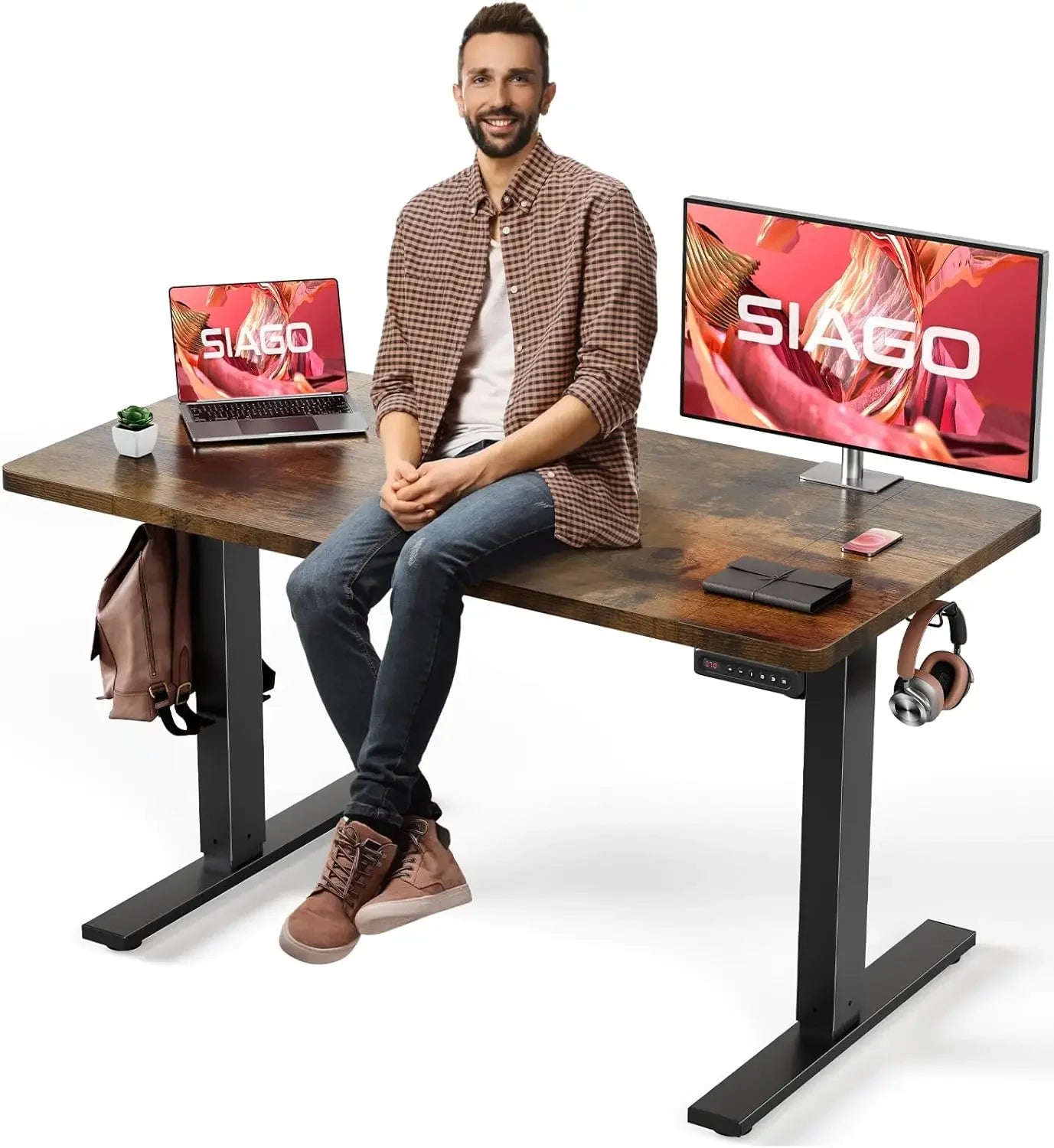 Electric Standing Desk Adjustable 63 x 24 Inch with Memory Presets