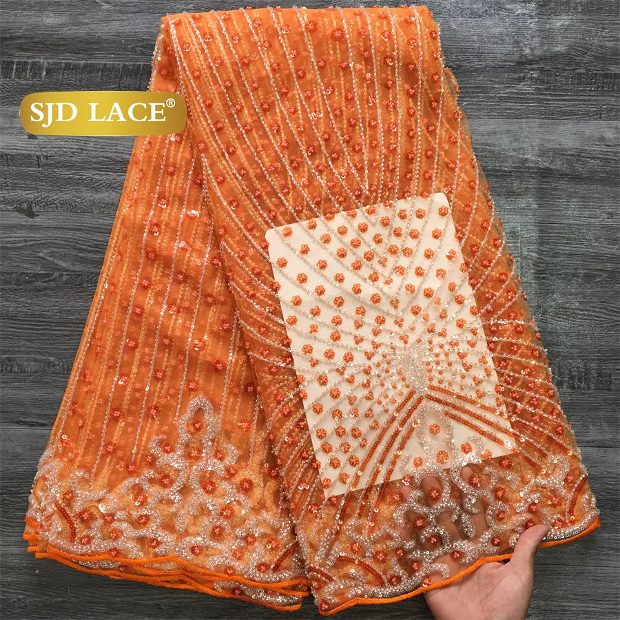 SJD Lace African Luxury Beads Mesh Lace For Women Evening