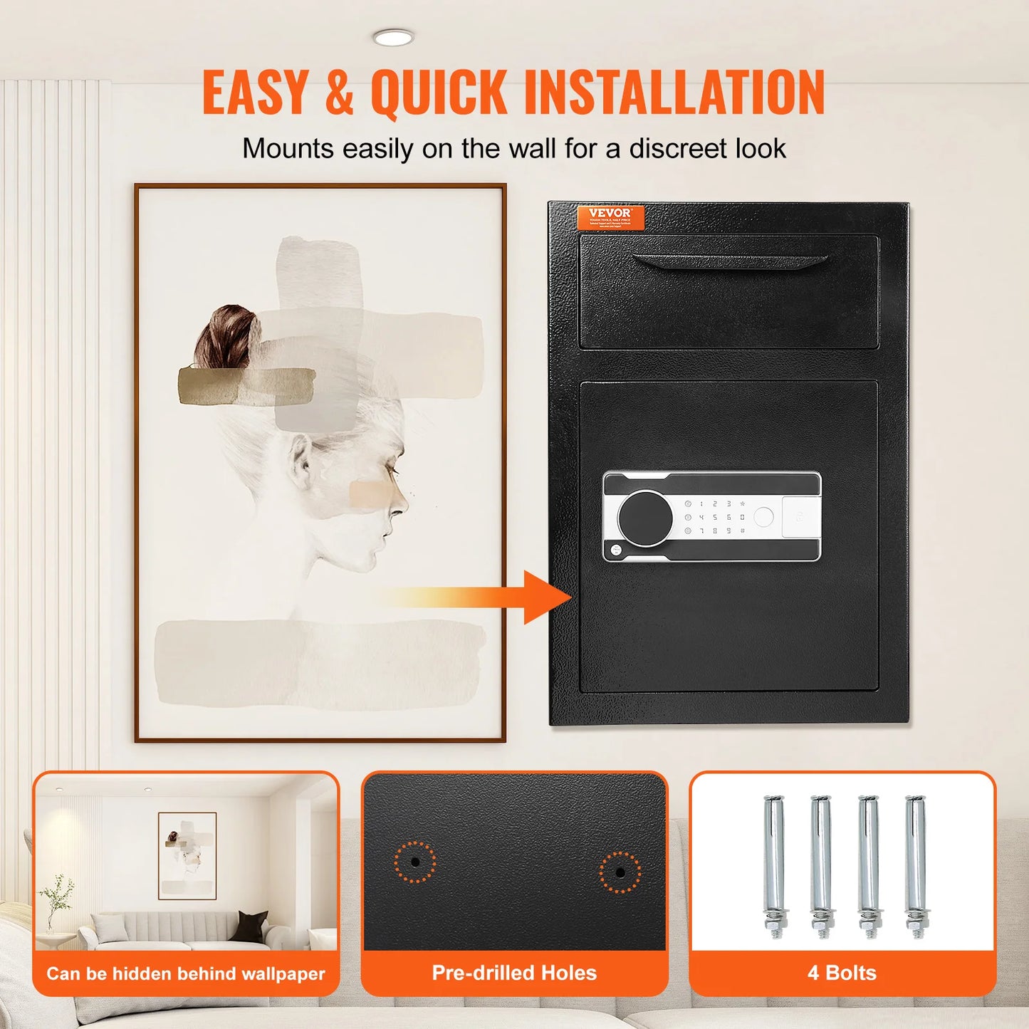 VEVOR 1.7 Cubic Foot Electronic Deposit Safe with Drop Slot