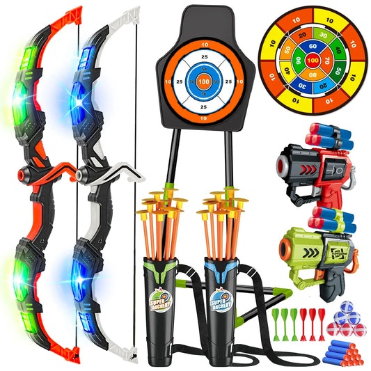 VATOS 2X Bow Arrow And Guns Toy Set Archery Gameplay