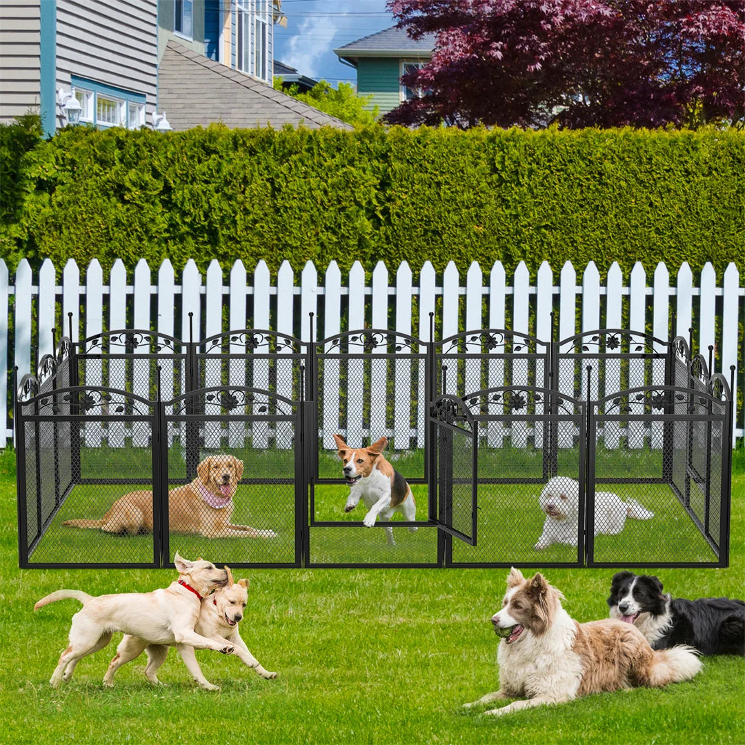 BINGOPAW Heavy Duty Dog Playpen Metal Fence With Pad