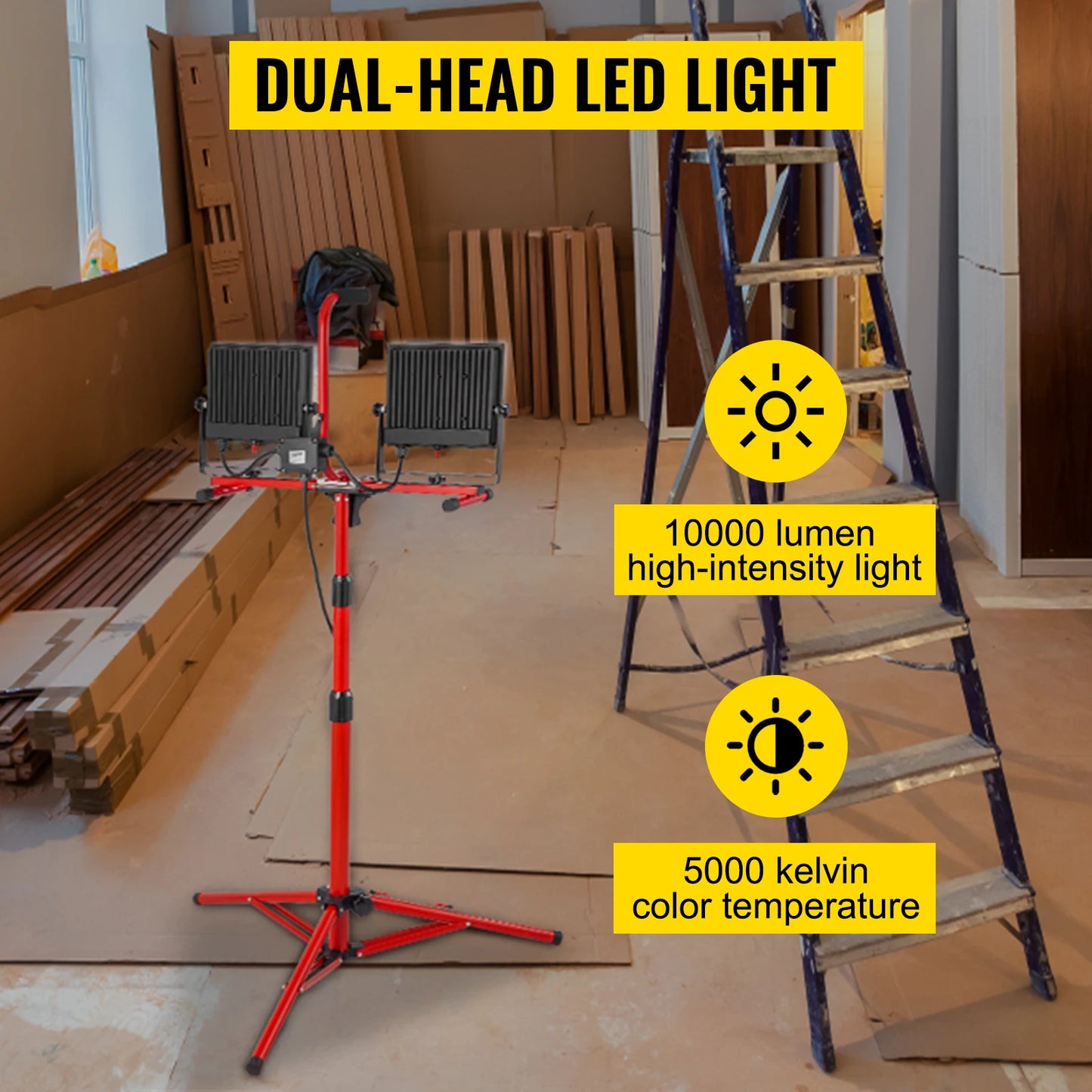SucceBuy LED Work Light Dual Head With Tripod Stand