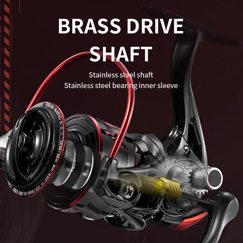 CR Sea Fishing Spinning Reel 5.2:1 Black Red 10kg Capacity