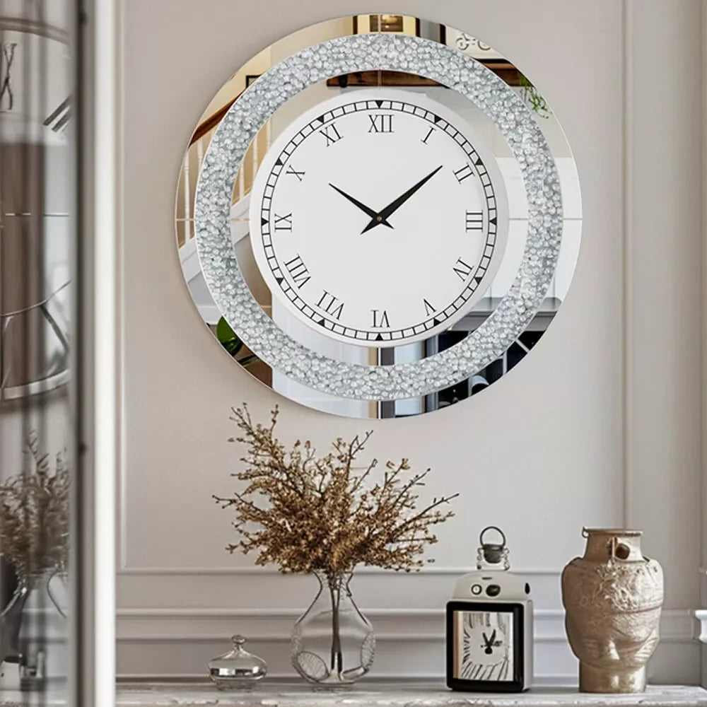 LUVODI Modern 3D Diamond Crystal Wall Clock For Living Room