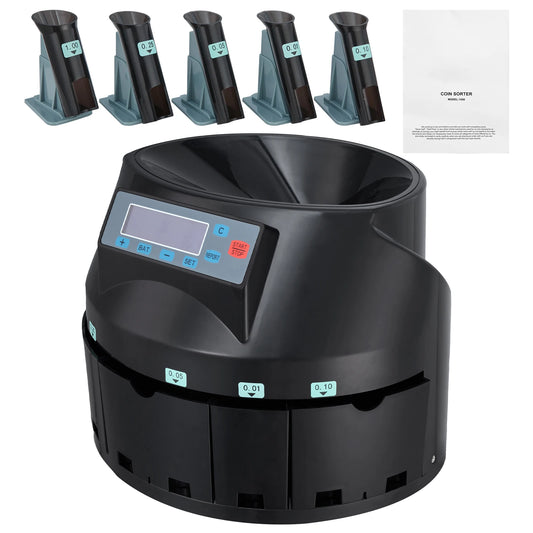 SucceBuy 230/300 Coins/Min USD Coin Sorter Counter Professional Electric Automatic Machine LED Display for School Shop Bank Home