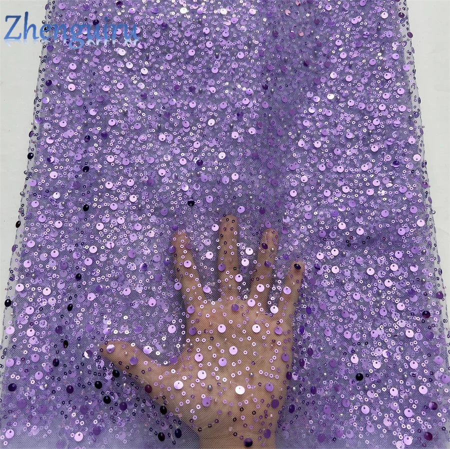 High Quality Silver Sequins Tulle Lace Fabric for Bridal Wear
