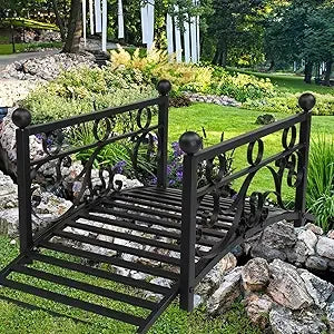 7FT Wooden Garden Bridge with Handrails for Outdoor Spaces