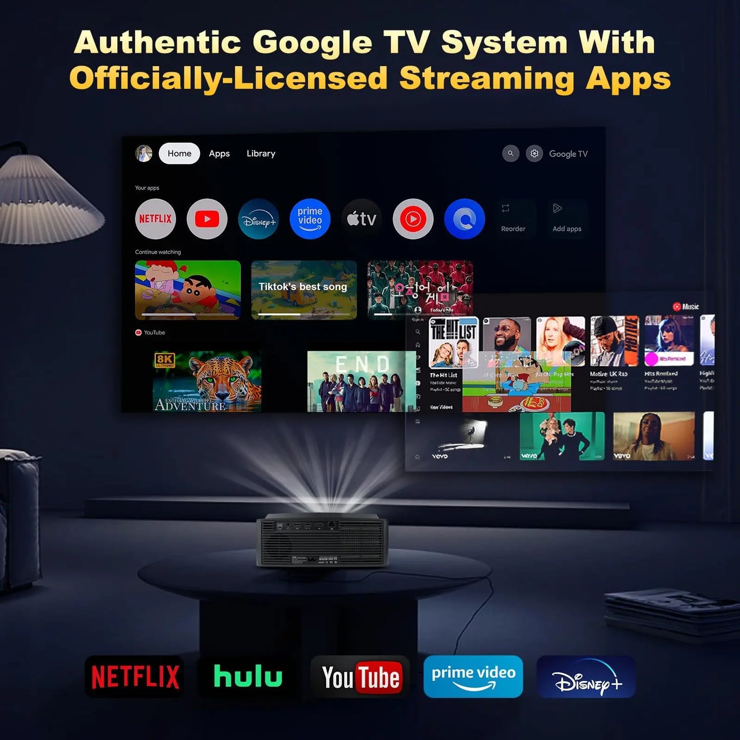 DESS 4K Auto Focus Smart Home Theater Projector