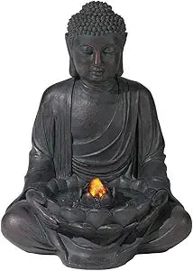 Meditating Buddha 24 Inch Zen Indoor Outdoor Resin Fountain