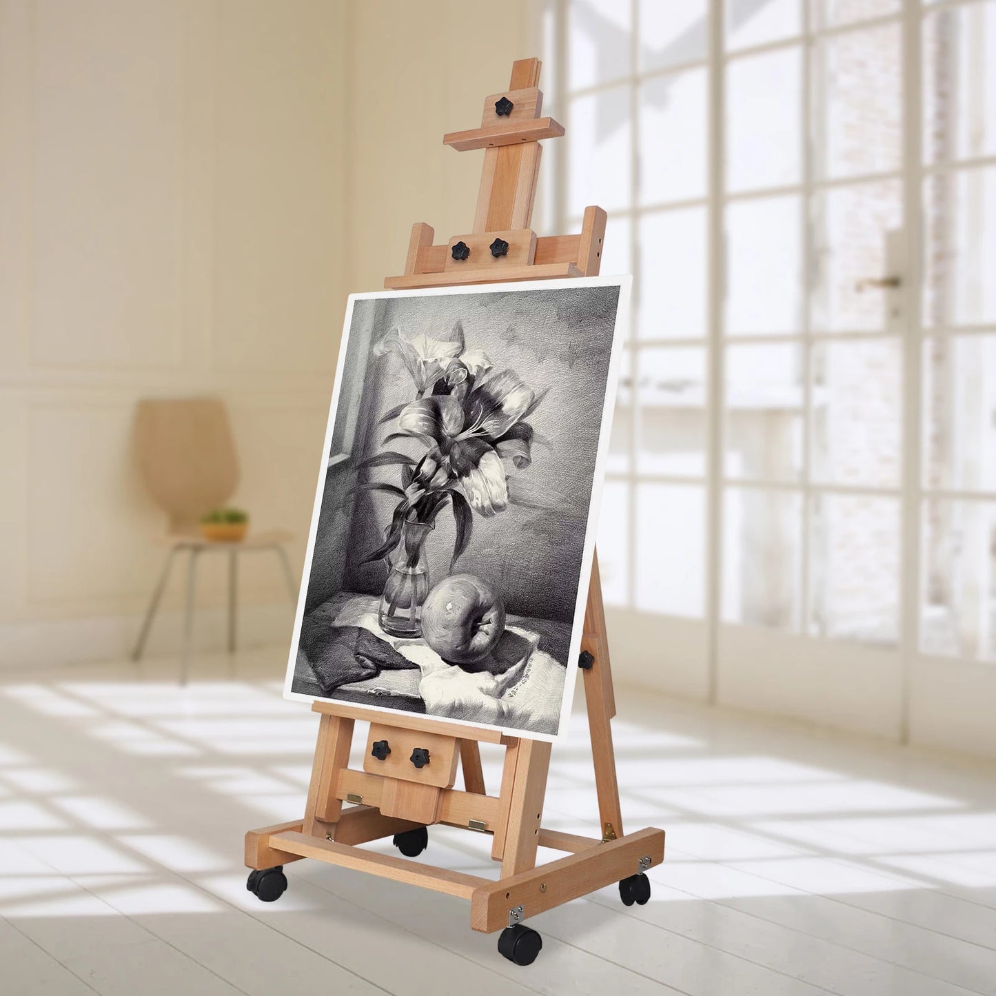 Hign-concerned Sketch Easel Heavy-Duty H-Frame Studio