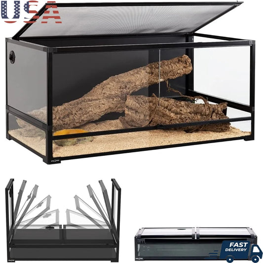 Collapsible Reptile Terrarium 120 Gallon Glass Tank for Pets
