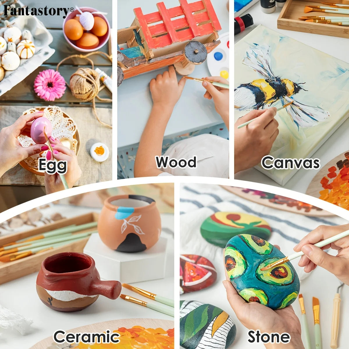 Fantastory Acrylic Paint Set With 12 Brushes