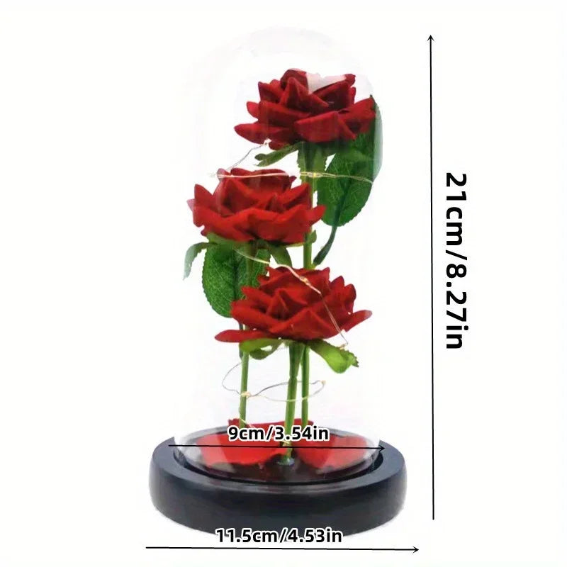 Zhejiang Rose Glass Dome Ornament Gift For Valentines Day