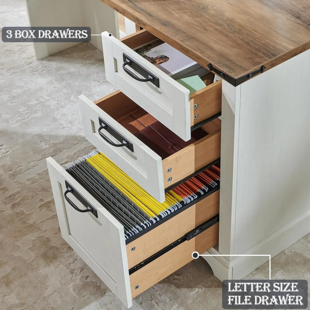 Modern Wood Executive Desk with Hutch and Storage Solutions