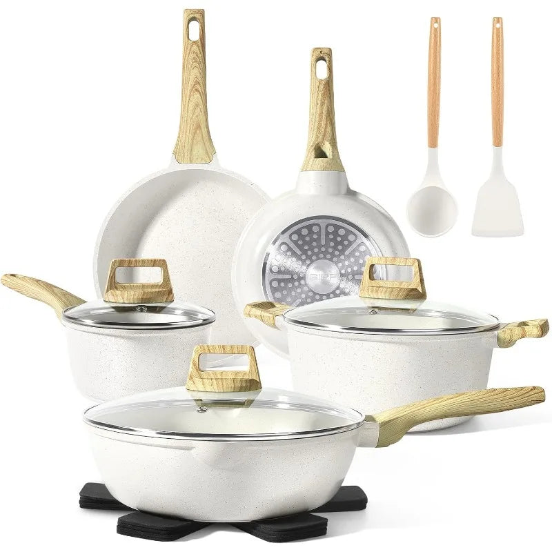 Hign-Concerned 14 Piece Nonstick Granite Cookware Set