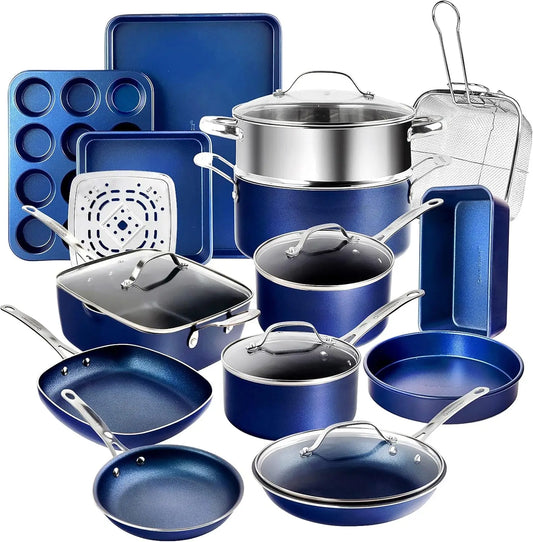 XMSJ 20 Piece Non Stick Cookware Set with Bakeware Pan