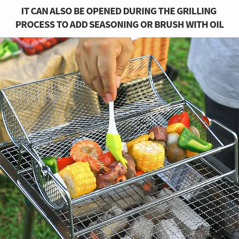 CN Guangdong Stainless Steel Rolling BBQ Grill Mesh Basket