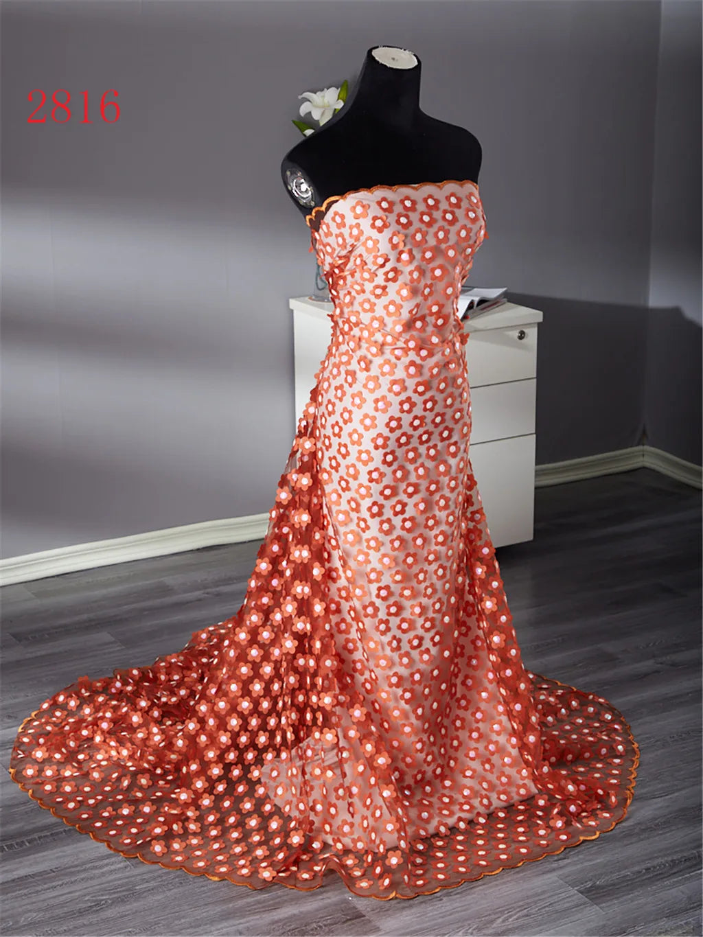 Frolic And Grow French Mesh Tulle Lace Fabric 3D Sequins