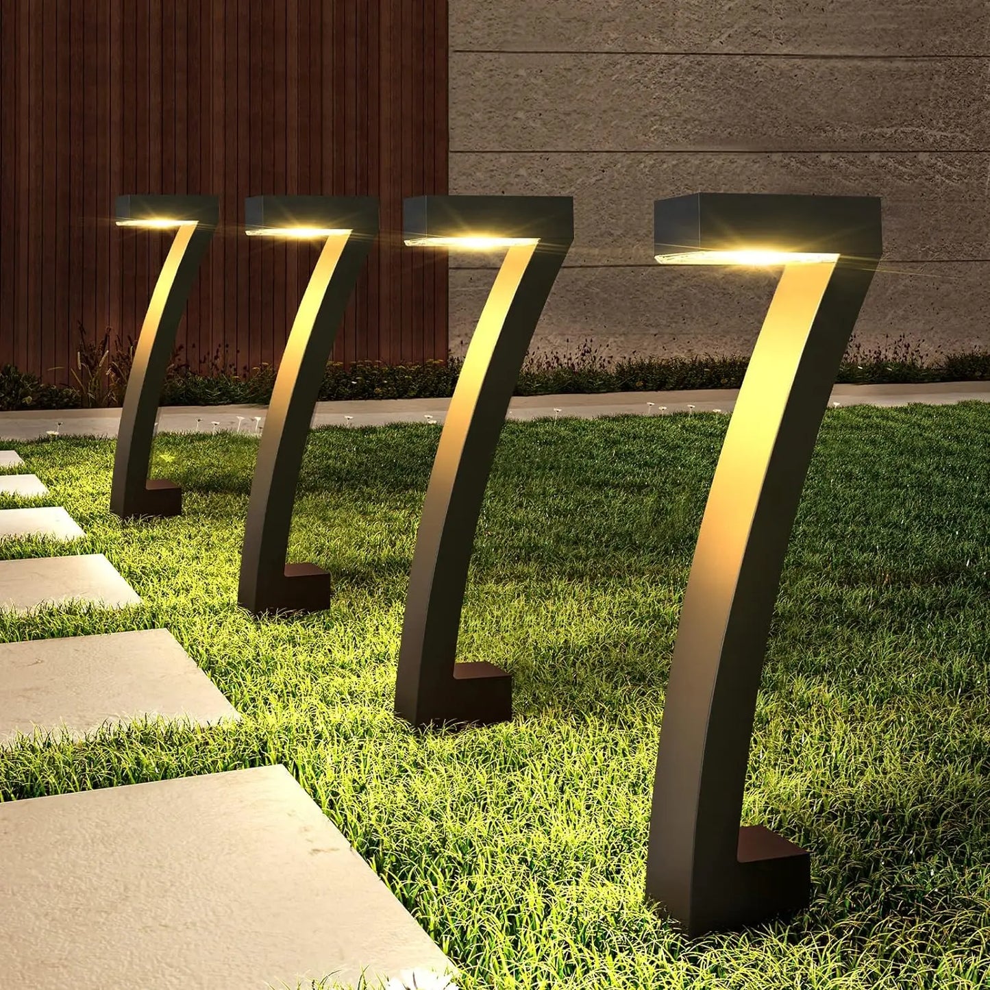 6 Pack Solar Outdoor Pathway Lights with Auto On Off Function