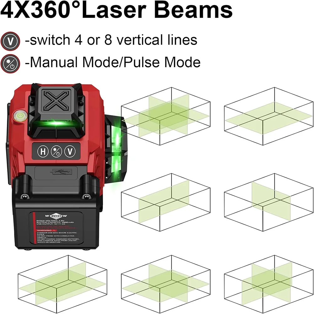 WEIDDW 4D 16 Lines Laser Level With Tripod Leveling 360