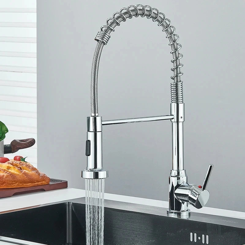 Wanmivezlo Chrome Pull Down Kitchen Faucet With Spray Head