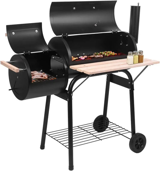 BBQ Charcoal Grill with Offset Smoker for Outdoor Cooking