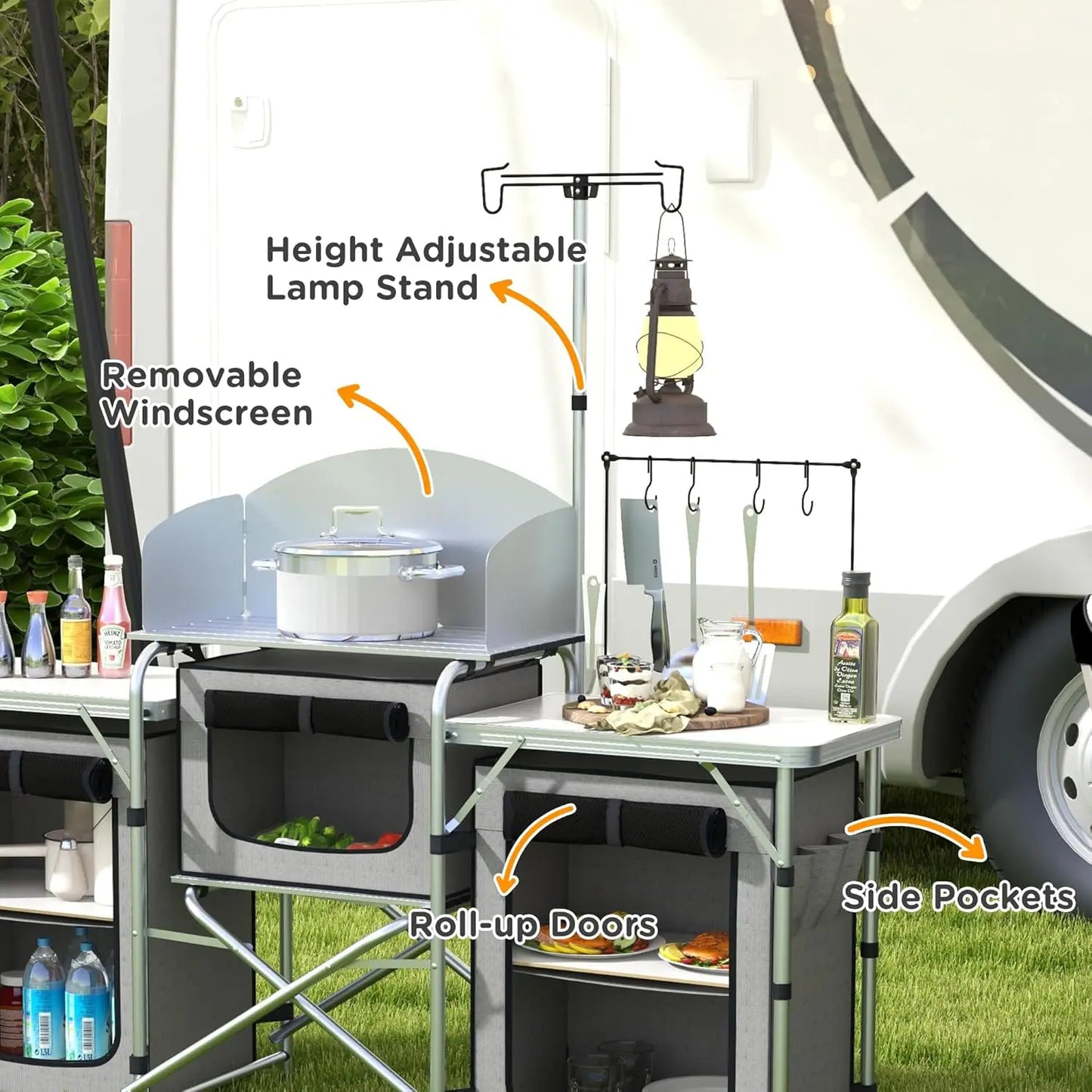 Portable Aluminum Camping Kitchen Table with Carrying Bag