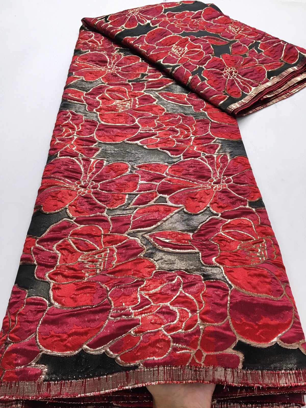 Kalume French Jacquard Lace Fabric Brocade Embroidery Women