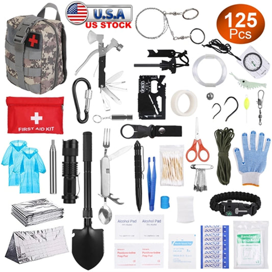 AUKYGGU 125 Pcs Emergency Survival Kit With Axe Tools