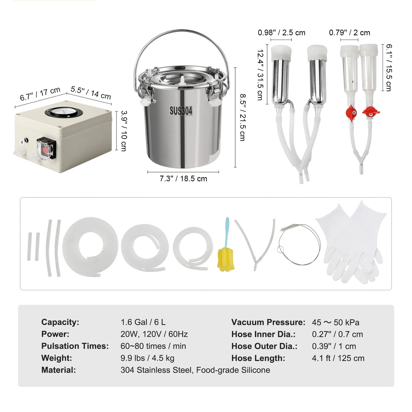 SucceBuy Goat Milking Machine Pulsation Cups Tubes