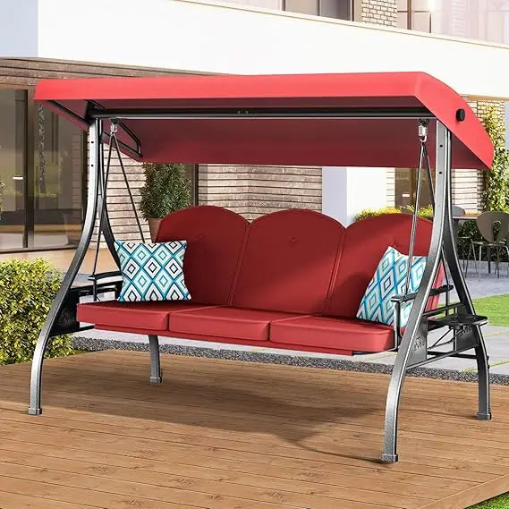 XMSJ Convertible Patio Swing Bed With Adjustable Canopy