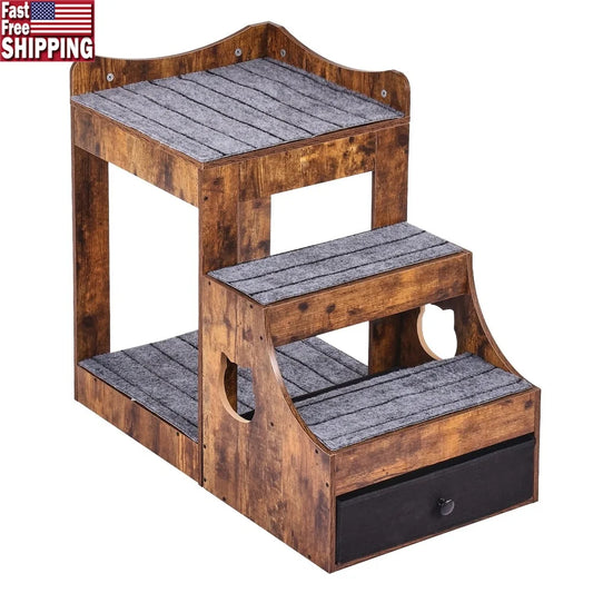 XMSJ Double Deck Pet Bed With Detachable Steps And Storage