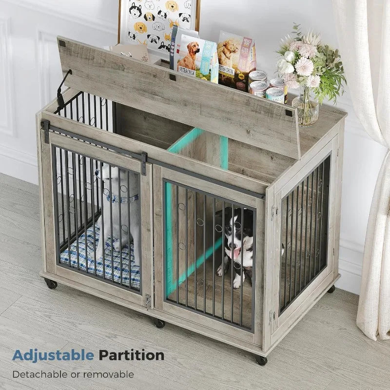 Hign-concerned Dog Crate Furniture With Divider For Dogs