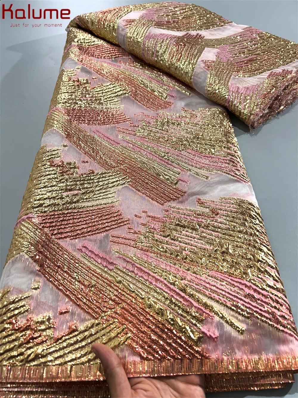 Kalume African Gilding Lace Fabric Jacquard For Party Dress