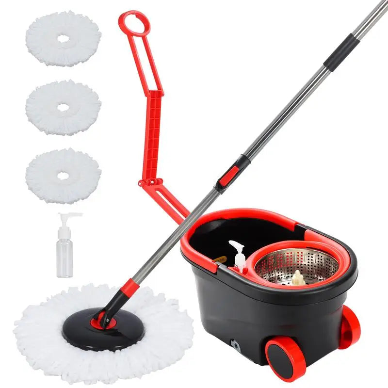360 Degree Spinning Mop Bucket System with 3 Microfiber Heads