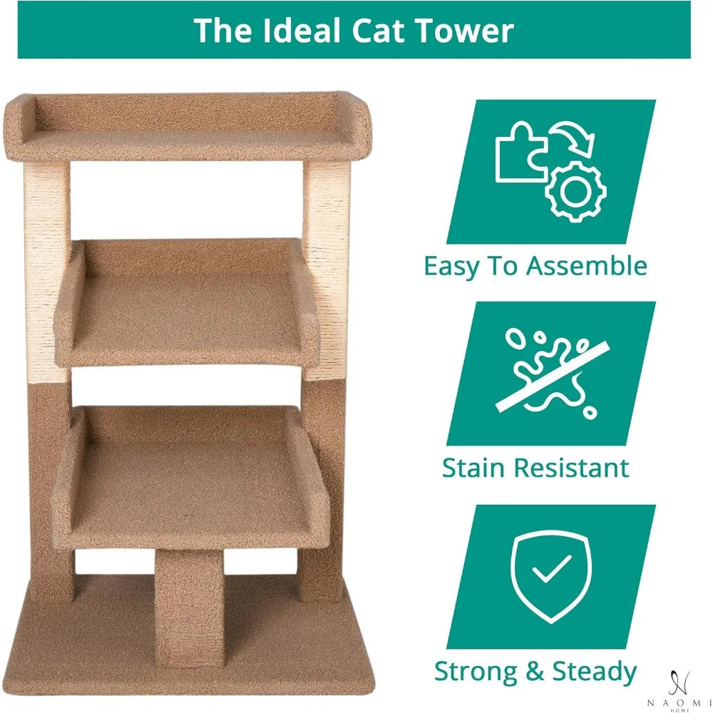 Nala Cat Tree Tower for Large Cats Multi Level with Scratching Post