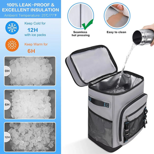 Large Waterproof Insulated Cooler Backpack for Outdoor Use