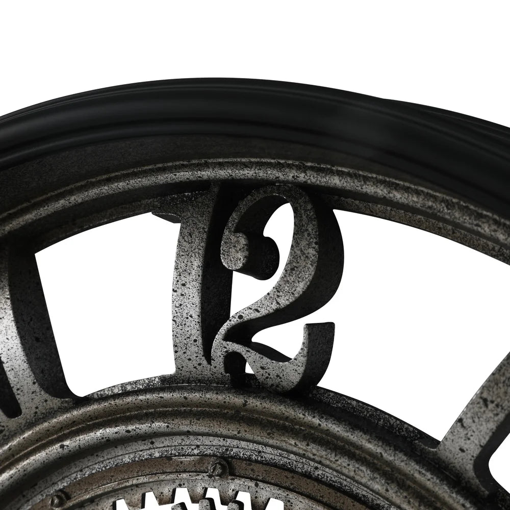 XMSJ Rustic Metal Arabic Analog Wall Clock With Gears