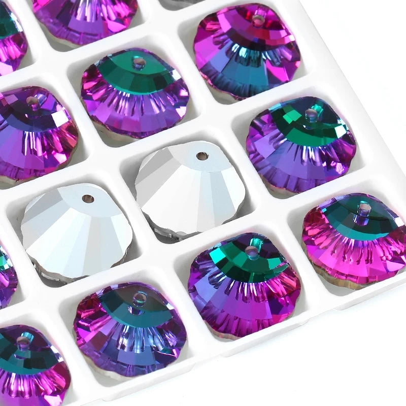 QIAO Shell Crystal Charms Beads 12Pcs Jewelry Making Kit