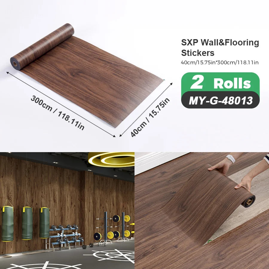 2 Rolls Self Adhesive Wall Floor Sticker Wood Grain Marble
