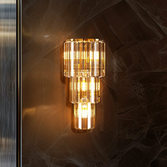 LUVODI Modern Crystal Wall Lamp Three Layer Sconce Light