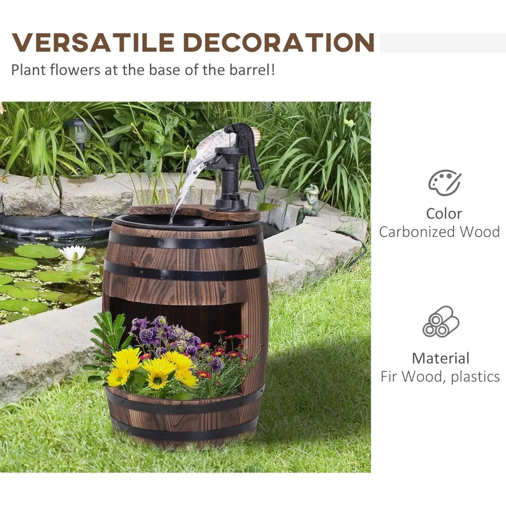 Aosom LLC Rustic Apple Barrel Garden Water Fountain