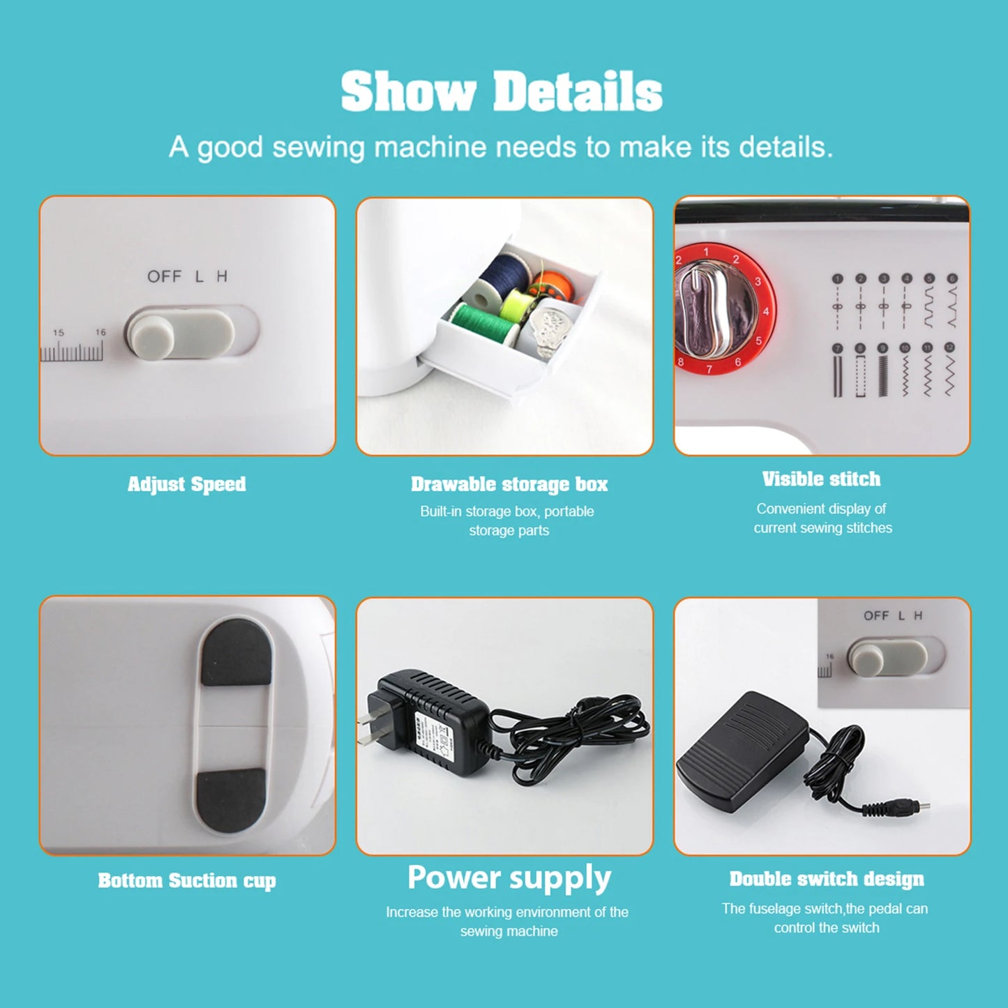 Hign Concerned Mini Double Thread Electric Sewing Machine