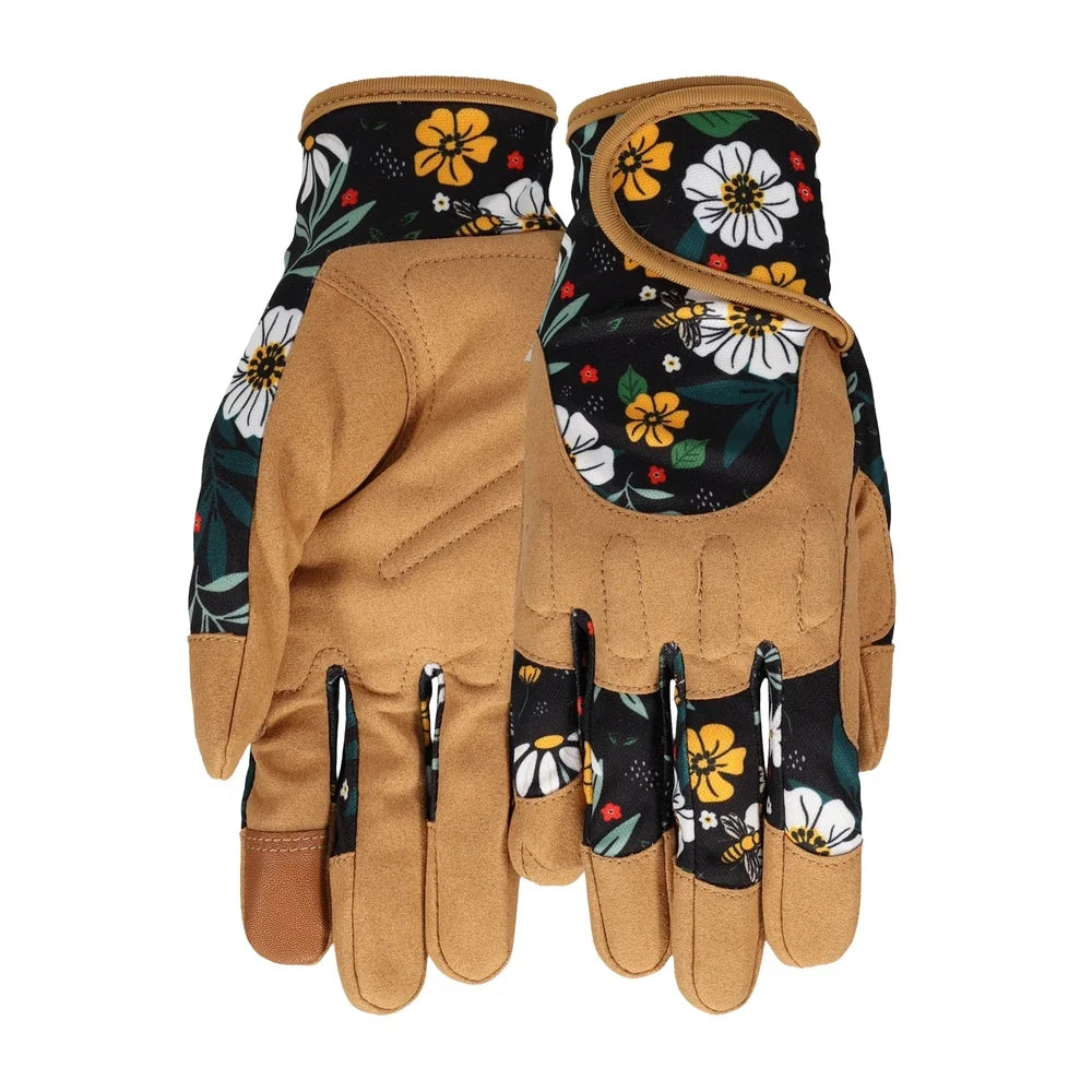 XMSJ Durable Floral Synthetic Leather Gardening Gloves