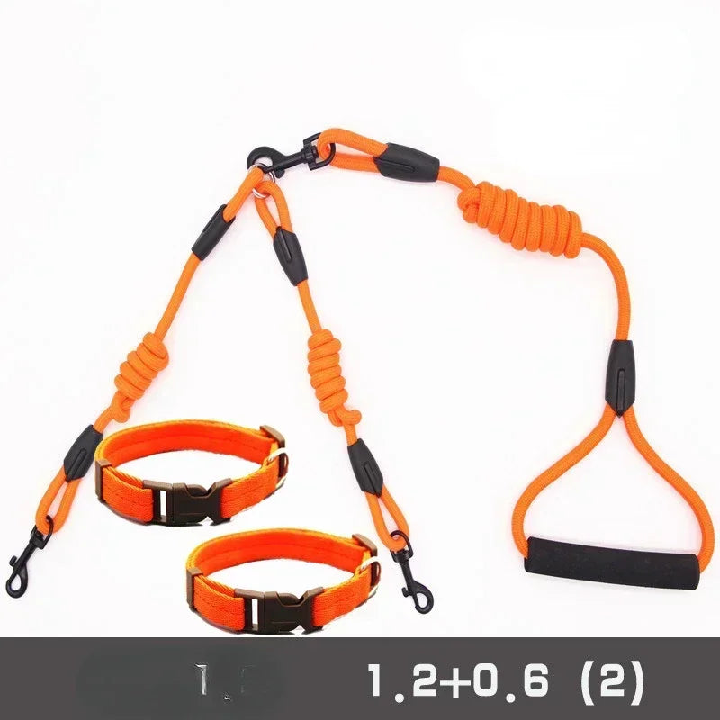 Guangdong Double Nylon Dog Leash With Twin Coupler
