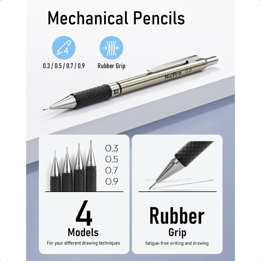 Handle 37 Piece Art Mechanical Pencil Set With Lead Holders