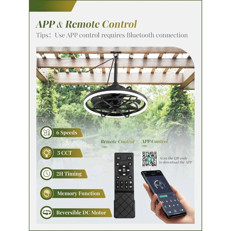 Outdoor Ceiling Fan with Light for Patios and Gazebos