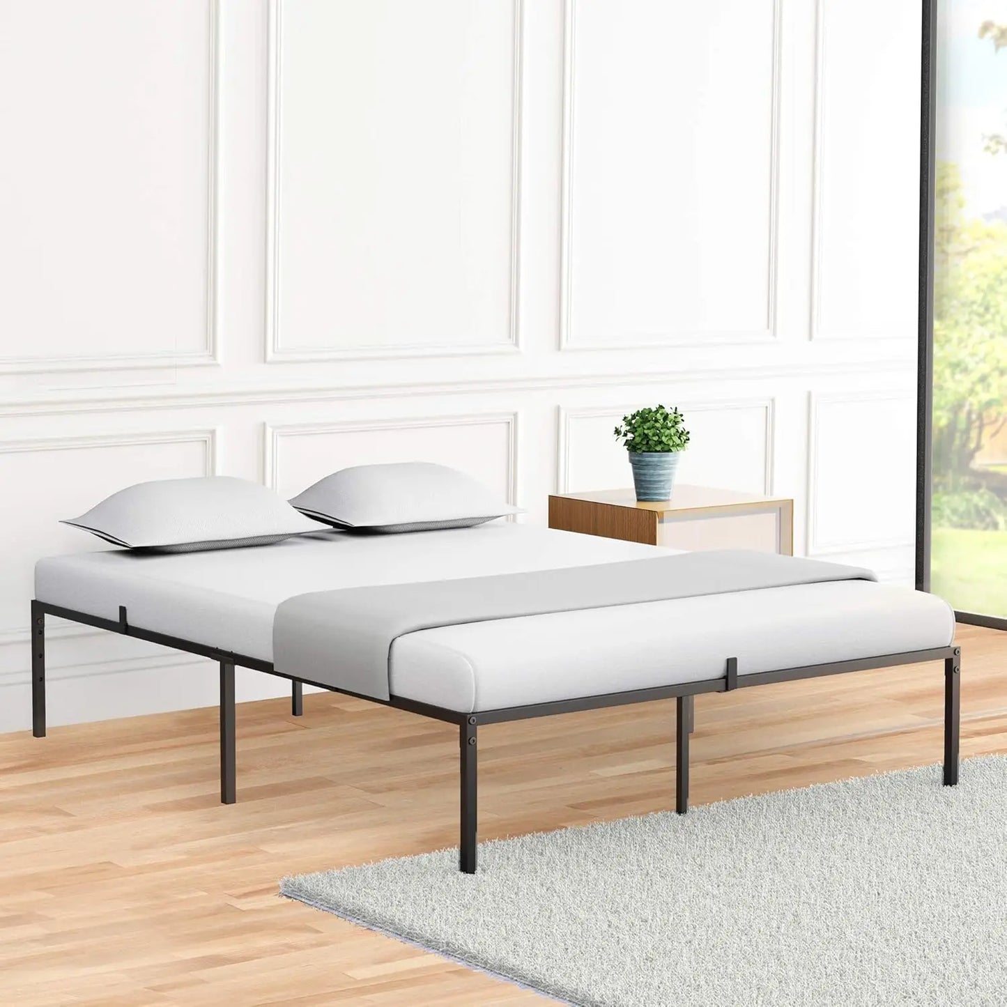 Hign-concerned Modern Metal Bed Frame With Heavy Duty Slats